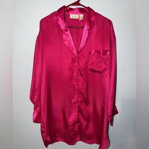 Victoria's Secret Gold Label Fuchsia Satin Jacquard Sleep Top